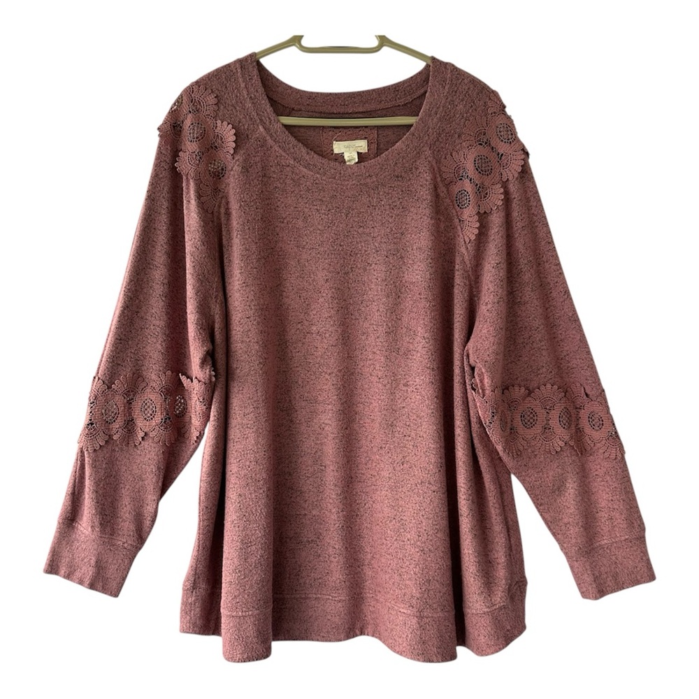 Cupio Woman Mauve Lace Accent Sweatshirt Size 3X